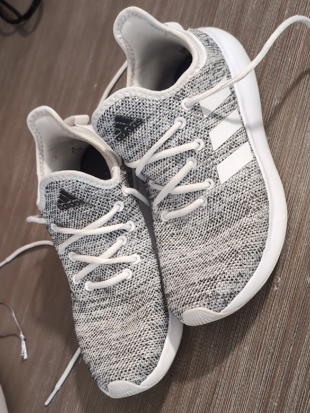 adidas Grey and White Knit Running Sneakers
